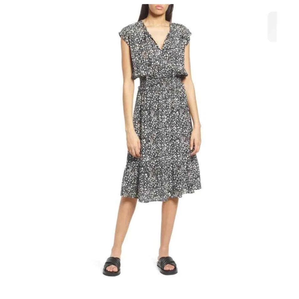 RAILS Ashlyn ditzy floral pattern black pink green prairie romantic dress EUC S